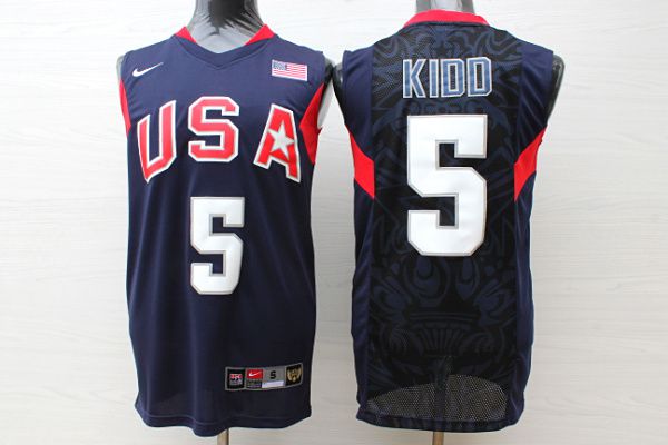 Men USA #5 Kidd Dark Blue Stitched Nike NBA Jersey